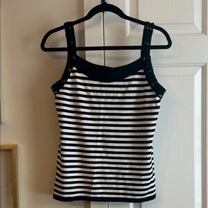 Black and White Striped Women's Top